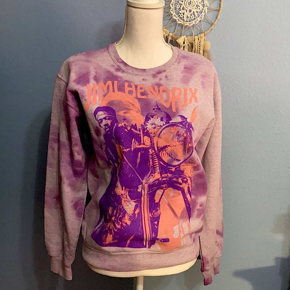 NWOT UNISEX Size Small Official Jimi Hendrix Purple Tie-Dye Sweatshirt.